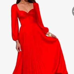 Chic Red Long Sleeve Dress